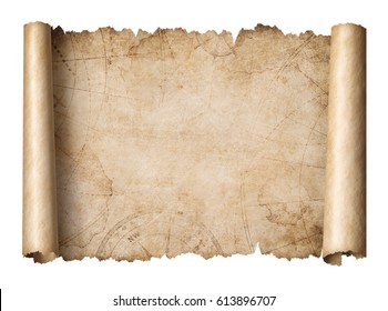 Old Treasure Map Scroll Isolated 3d Illustration