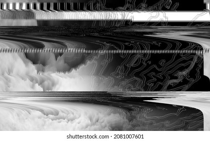 Old TV screen error. Digital pixel noise abstract design. Photo glitch. The TV signal is not working. Technical problems grunge wallpaper. Colorful noise. Shiny universe background. Space landscape.