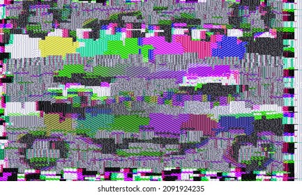 Old TV screen error. Digital pixel noise abstract design. Photo glitch. The TV signal is not working. Technical problems grunge wallpaper. Data decomposition. Monitoring a technical problem.