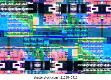 Old TV screen error. Digital pixel noise abstract design. Photo glitch. The TV signal is not working. Technical problems grunge wallpaper. Data decomposition. Monitoring a technical problem.