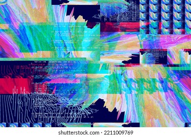 Old TV screen error. Digital pixel noise abstract design. Photo glitch. The TV signal is not working. Technical problems grunge wallpaper. Data decomposition. Monitoring a technical problem.