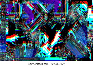 Old TV screen error. Digital pixel noise abstract design. Photo glitch. The TV signal is not working. Technical problems grunge wallpaper. Data decomposition. Monitoring a technical problem.