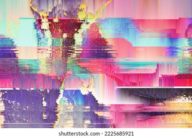 Old TV screen error. Digital pixel noise abstract design. Photo glitch. The TV signal is not working. Technical problems grunge wallpaper. Data decomposition. Monitoring a technical problem.