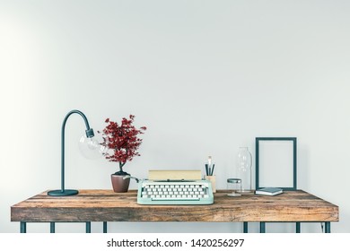 Old Typewriter On A Desk, Concept Of Writing, Journalism, Creating A Document, Nostalgia, 3d Rendering