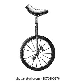 Old Unicycle Vintage Style Illustration