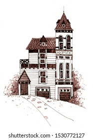 Victorian House Drawing Images Stock Photos Vectors Shutterstock If somebody could do like a remake of it w texturpack that would be sooo cool! https www shutterstock com image illustration old victorian house trees hand drawn 1530772127