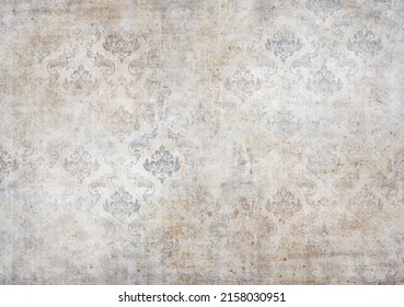 Old Vintage Background With Paint Splash And Damask Ornamental Pattern. Design For Photo Wallpaper, Mural Etc.