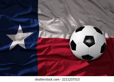 Old, Vintage Football Ball On The Waveing Texas State Flag Background. 3D Illustration