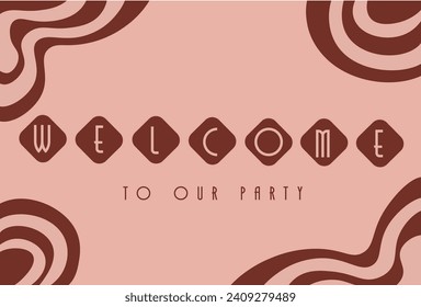 Old vintage, retro frame with text Welcome to our party. Retro Invitation in Art Deco or Nouveau Epoch 1920s, 80s, 90s background, poster, presentation, card, postcard, Print - Powered by Shutterstock