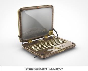 Old Vintage Steampunk Laptop Computer