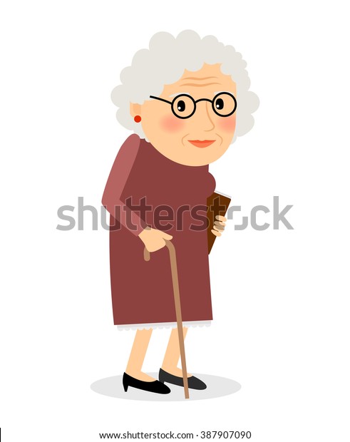 Old Woman Cane Stock Illustration 387907090