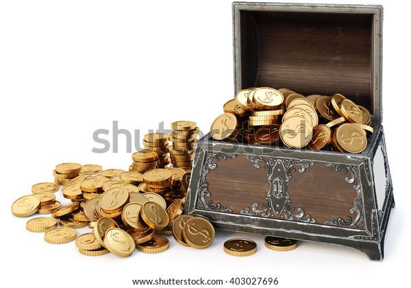 Old Wooden Chest Gold Coins Isolated Stock Illustration 403027696 ...