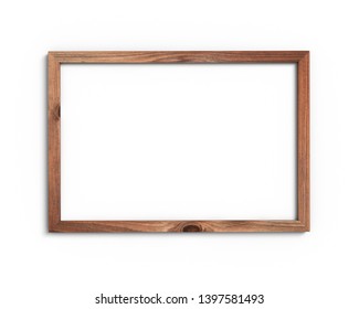 Old Wooden Frame Mockup A4 2x3 Horizontal On A White Background. 3D Image. 