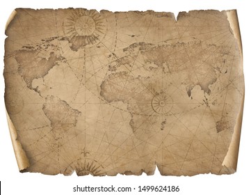 Old World Map Illustration Isolated On White. Based On Image Furnished From NASA.