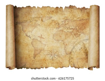 Old World Scroll Map Isolated 3d Illustration