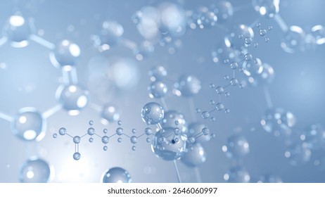 oleic acid molecular structure 3d, monounsaturated fatty acid structural chemical formula view from a microscope