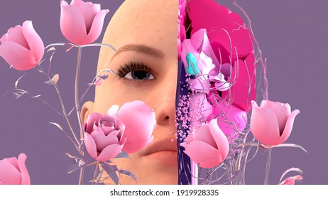 Olfactory System, Sensory System Used For Smelling, Olfaction 
Senses. Components Of The Olfactory System. 3d Illustration