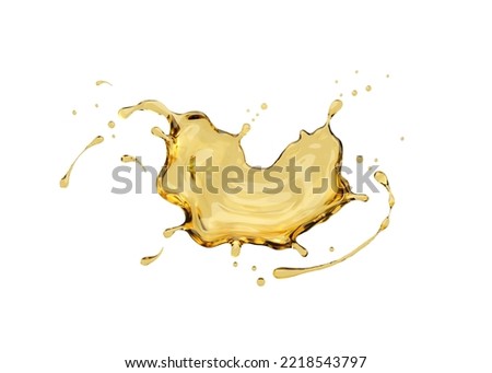 Olive or engine oil splash isolated on white background, Include clipping path, 3D Rendering, 3D illustration