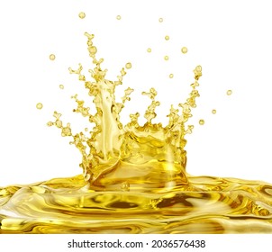 Olive Oil, Car Engine Oil, Oily Liquid 3D Splash Isolated. Skin Care, Natural Beauty, Cosmetic Industry, Automotive Oil, Healthy Food Vegetable Oil, Balanced Diet Advertising Design Splashing Element