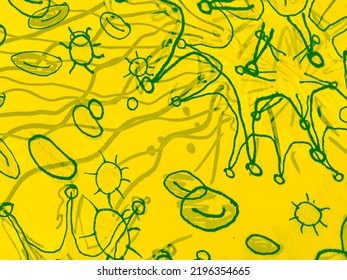 Olive Science Cells. Emerald Virus Images. T Lymphocytes. Green Electron Microscopy Cell. Attacking Cancer. Bright Illustration. Bacteria Images. Virus Medicine.