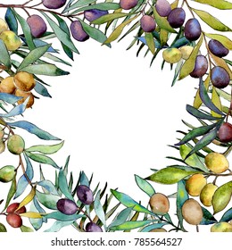 Olive Tree Frame Watercolor Style Full Stock Illustration Shutterstock