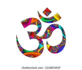 Om, Brahman Hinduism Symbol Mandala Icon Colorful Chromatic Logo, 3d Illustration