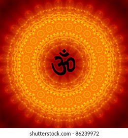 Om Sign On Mandala Background
