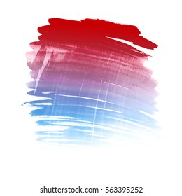 Ombre Red And Blue Colorful Texture. Abstract Hand Drawn Watercolor Background.