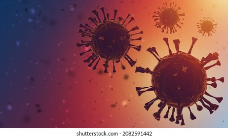 Omicron Variant Of The Coronavirus. Penetration Of Omicron Covid-19 Strain Into Human Blood. Mutated Coronavirus SARS-CoV-2. Delta Plus. Coronavirus Cells. Covid-19 Virus Under Microscope. 3d Image