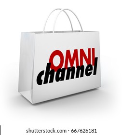 Omni Channel Shopping Bag Online Physical Store Platform 3d Illustration