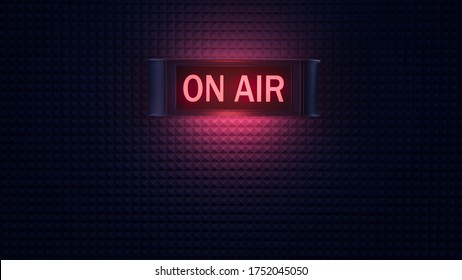 on air retro sign on a soundproofing foam wall. 3D rendering, illustration