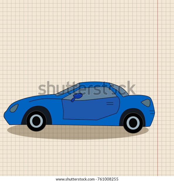 on background of
paper car sheet, blue