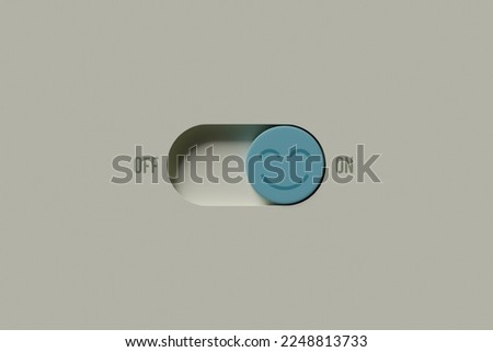 On and off toggle switch buttons with positive smile face icon, Positive thinking, Mental health assessment, World mental health day concept, Turn on sign of positive with good health, 3D rendering