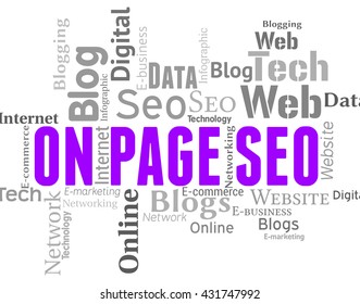 On Page Seo Showing Search Engines And Wordclouds