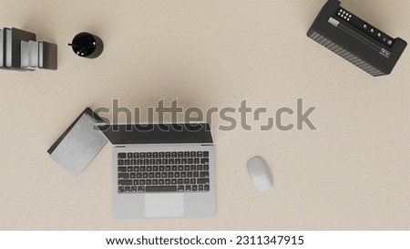 On the working table create from 3D reder program