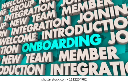 Onboarding Welcome New Member Introduction Join Team Words 3d Render Illustration