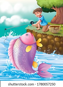 Once I Caught A Fish Alive Rhymes, 3D Illustration 