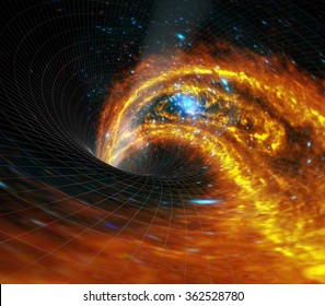 Once in the universe - super massive black hole absorbs galaxy. Elements of this image furnished by NASA.