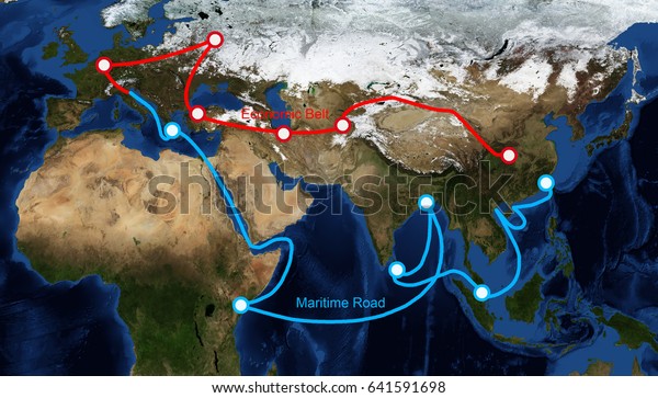 One belt one road route map, The map image furnished by NASA