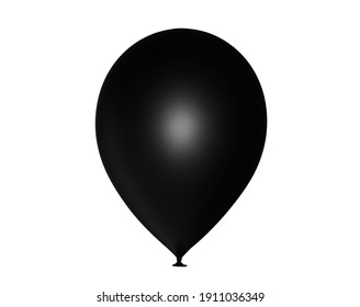 One Black Balloon Close Up Isolated On White, 3d Render