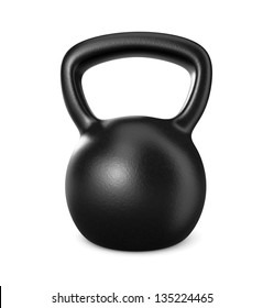 One Black Kettlebell On White (3d Render)