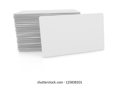 one business card with blank space for custom text or image and  a stack on background (3d render) - Powered by Shutterstock