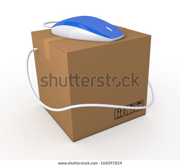 One Carton Box Computer Mouse Concept Stock Illustration 166095824 ...
