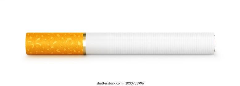 One Cigarette, Isolated On White Background. 3d Illustration