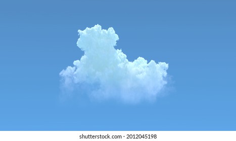 One Cloud On Blue Sky Isolated. Cg Nature 3D Illustration