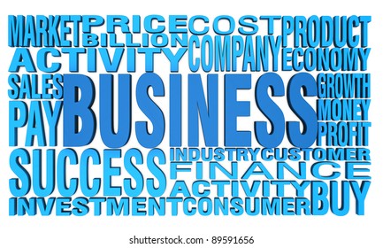 one composition with many words regarding the business (3d render)