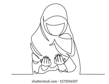 One Continuous Drawn Line Muslim Woman Stock Illustration 1573356337 ...