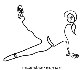 One continuous line drawing of fitness woman side planks training.
illustration of healthylife style concept.