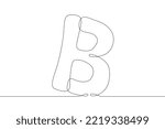 One continuous line. Letter of the alphabet. Latin alphabet. Capital letter. Letter B  .One continuous line on a white background.