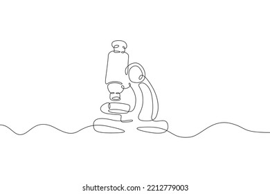 One continuous line  Microscope  Scientific instrument  Flat minimal icon  One continuous line white background 